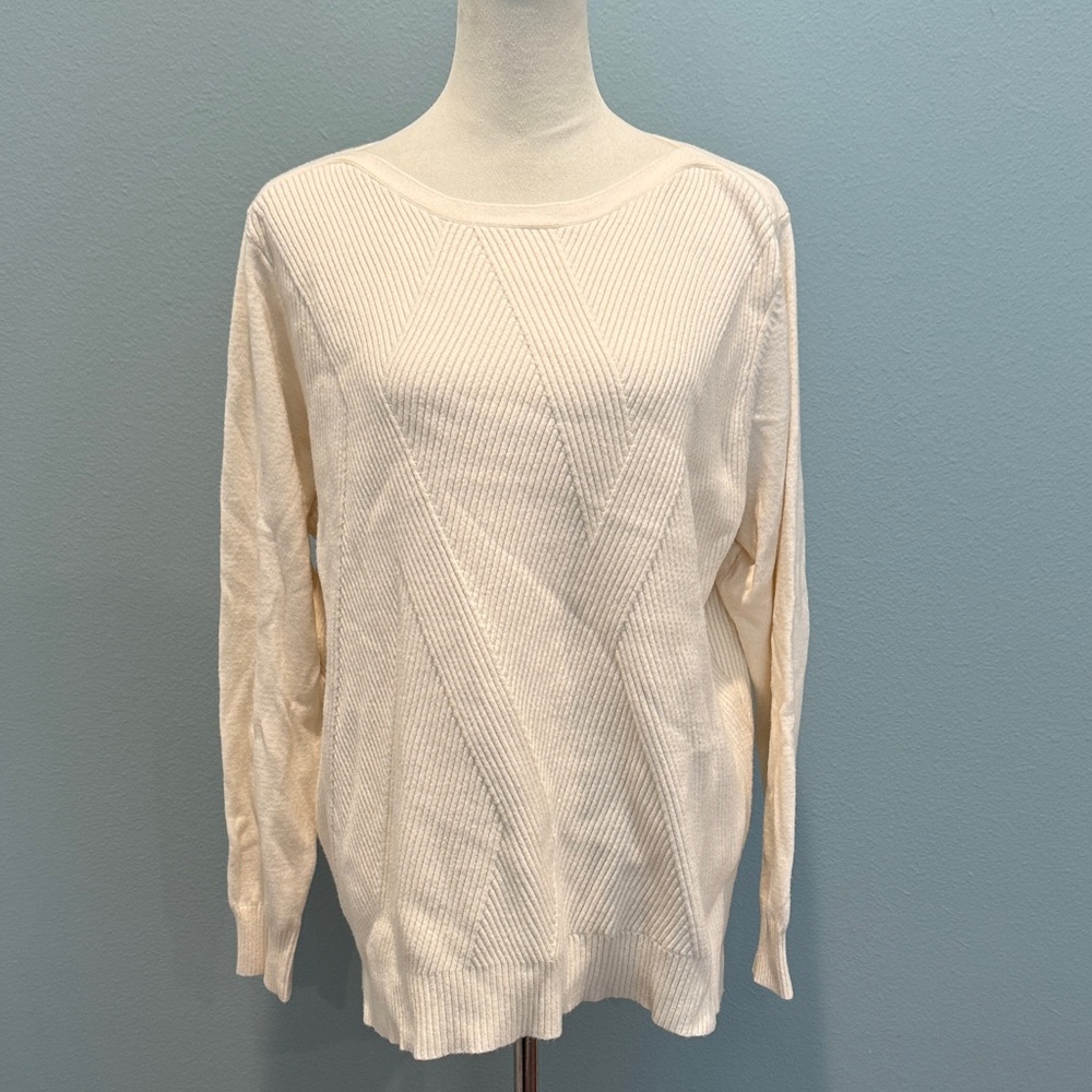 MarlaWynne Knit Cream Boatneck Sweater size 2X